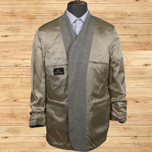Vintage Brooks Brothers Men's 44R Herringbone Wool Blazer Vintage Sport Jacket - Picture 5 of 8